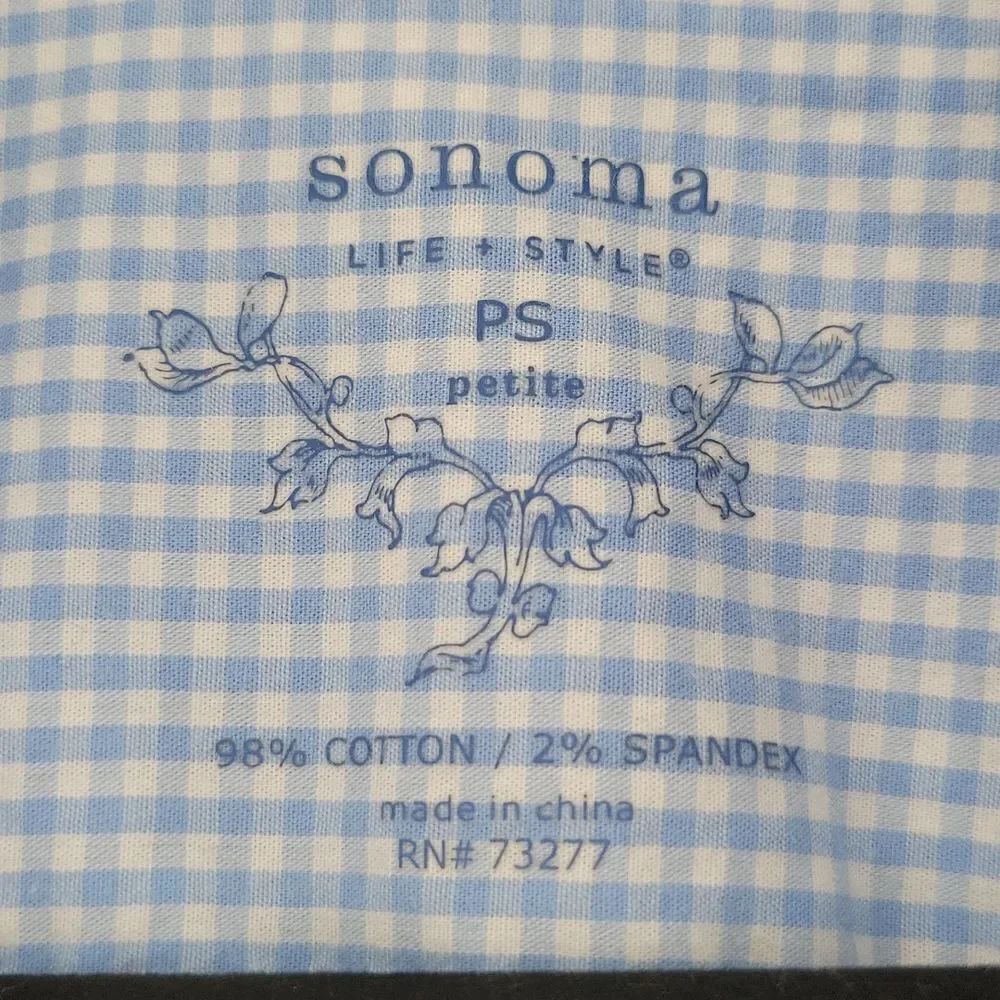 3 For$20 Sonoma Light Blue & White Gingham Button Down Blouse size PS - Picture 2 of 6